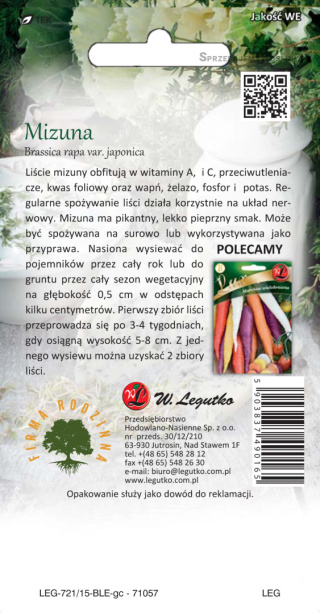 Baby Leaf - Kapusta Mizuna mieszanka odmian 0.50G