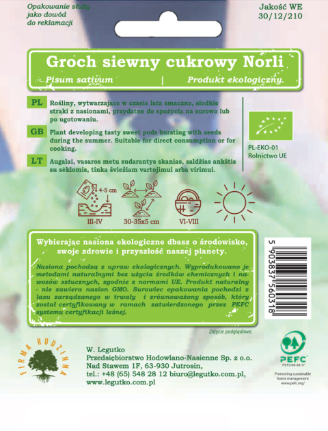 Groch siewny cukrowy Norli - wczesna 15.00G