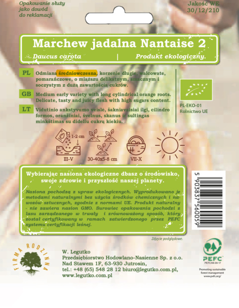 Marchew jadalna Nantaise 2 - śr. wczesna 5.00G