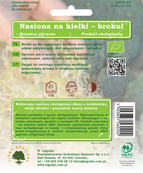 Nasiona na kiełki - brokuł 10.00G