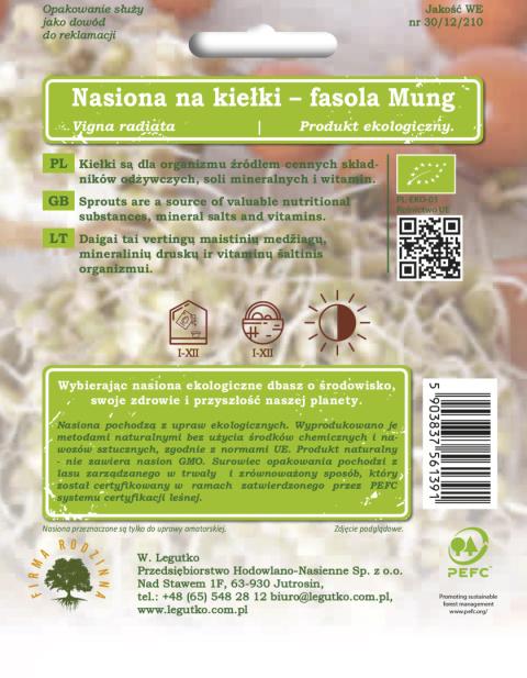 Nasiona na kiełki - fasola Mung 30.00G