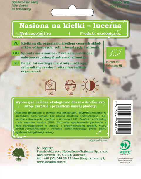 Nasiona na kiełki - lucerna 20.00G