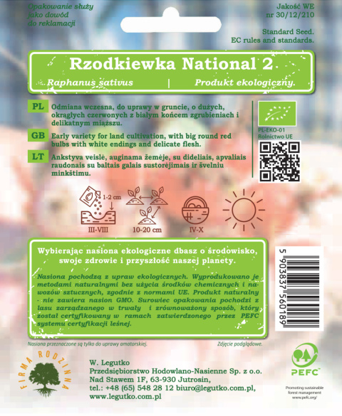 Rzodkiewka National 2 - okrągła, czerwona 5.00G