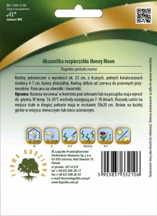 Aksamitka rozpierzchła Honey Moon - żółta 0.50