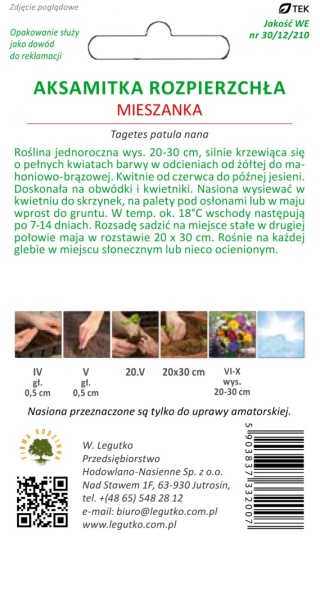 Aksamitka rozpierzchła mieszanka 1.00g