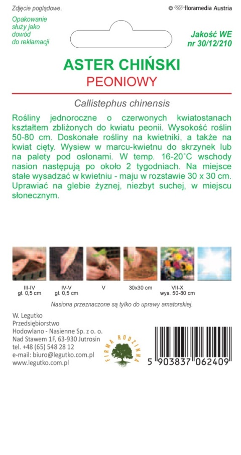 Aster chiński peoniowy - czerwony 1.00g