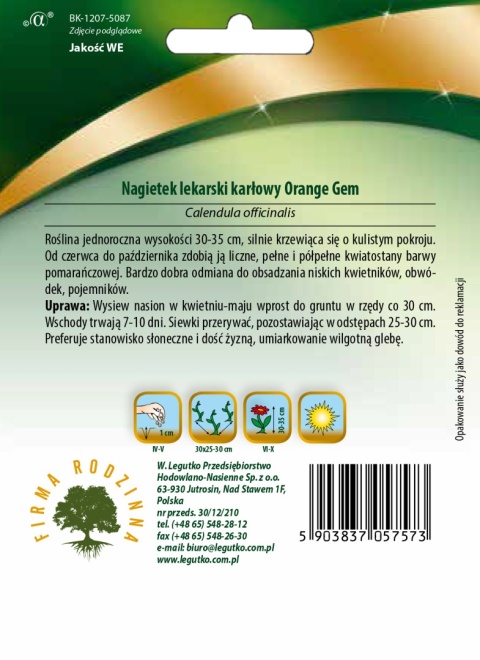 Nagietek lekarski Orange Gem - pomarańczowy 2.00