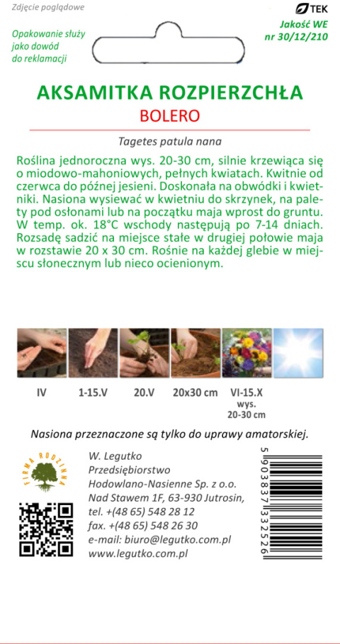 Aksamitka rozpierzchła Bolero - mahoniowo-miodowa 1.00g