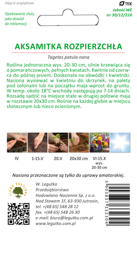 Aksamitka rozpierzchła - pomarańczowa 1.00g