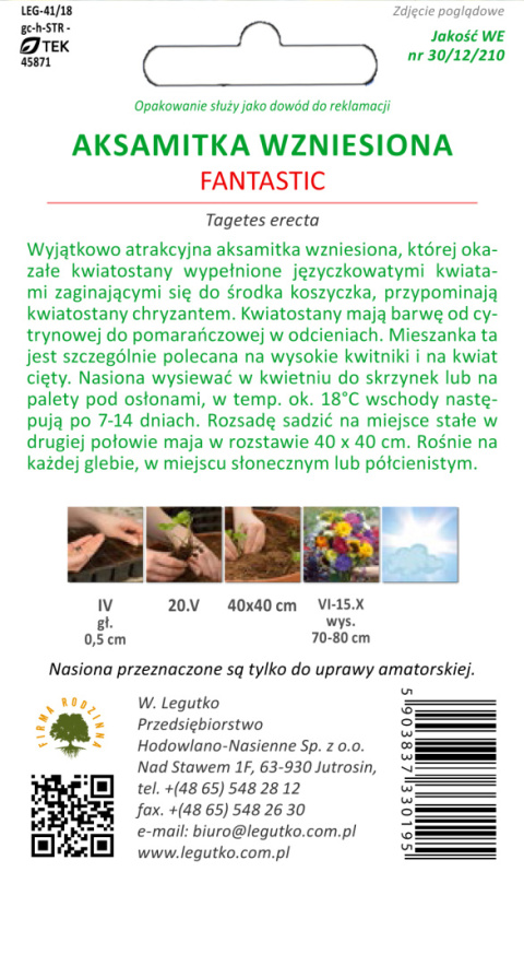 Aksamitka wzniesiona Fantastic - mieszanka 0.40g