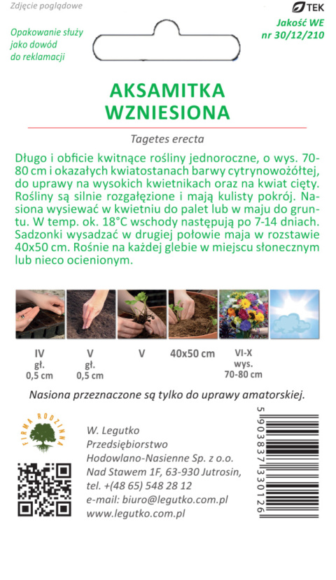 Aksamitka wzniesiona - cytrynowo-żółta 1.00g