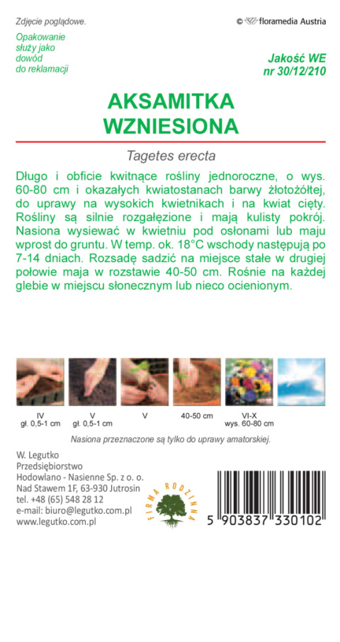 Aksamitka wzniesiona - złoto-żółta 1.00g