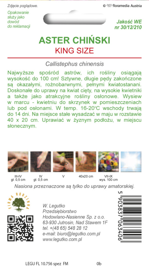 Aster chiński King Size mieszanka - wysokość roślin do 100 cm 0.50g