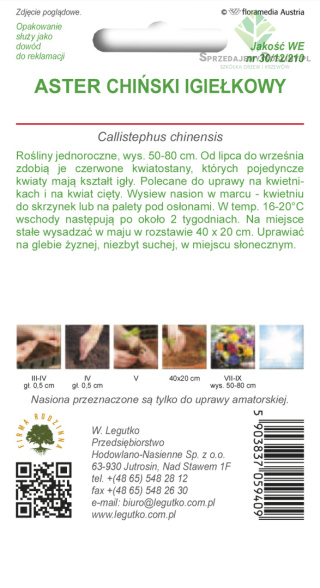 Aster chiński igiełkowy - czerwony 1.00g