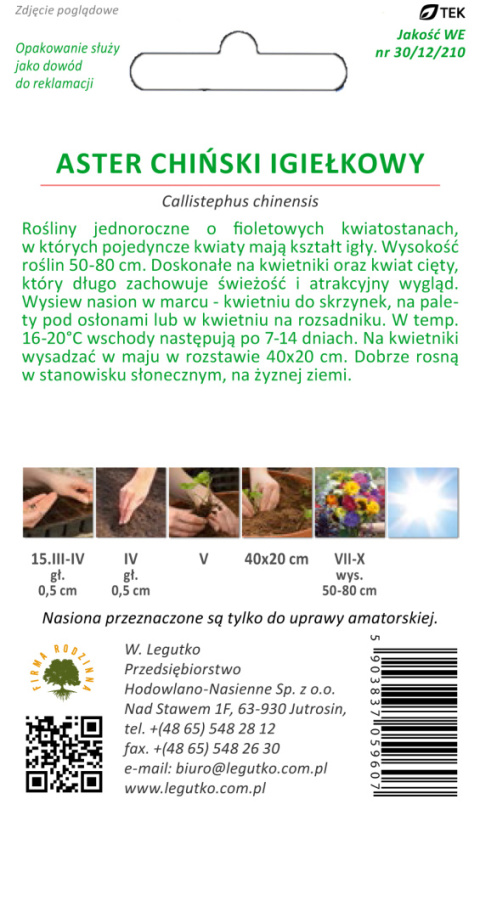 Aster chiński igiełkowy - fioletowy 1.00g