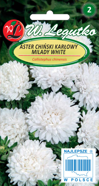 Aster chiński karłowy Milady White - biały 1.00g