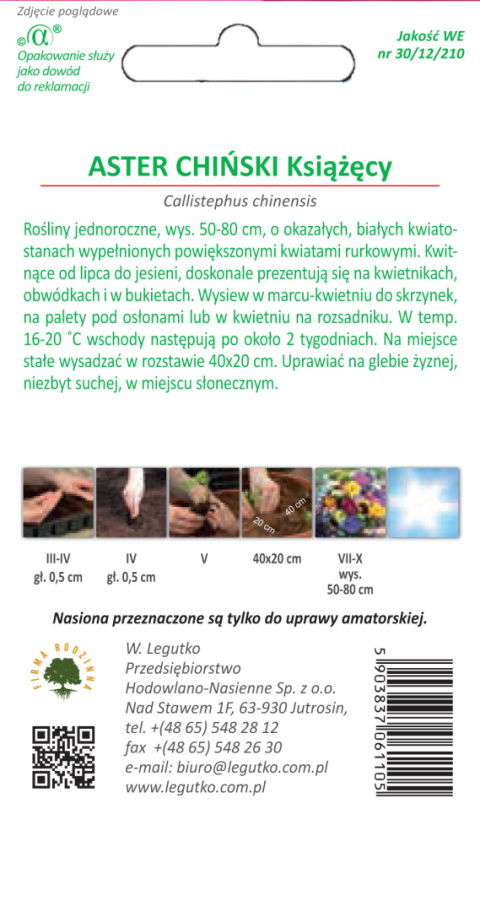 Aster chiński książęcy - biały 1.00g