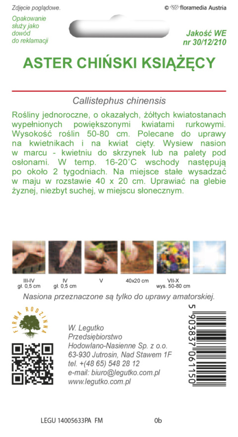 Aster chiński książęcy - żółty 1.00g