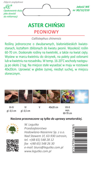 Aster chiński peoniowy - biało-niebieski 1.00g