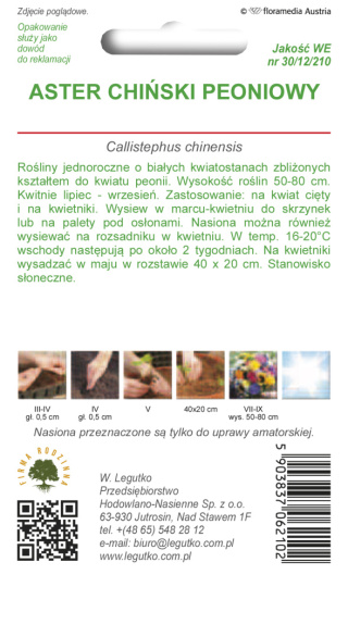 Aster chiński peoniowy - biały 1.00g