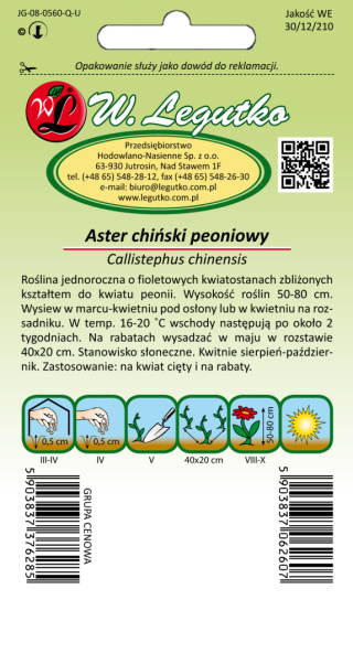 Aster chiński peoniowy - fioletowy 1.00g