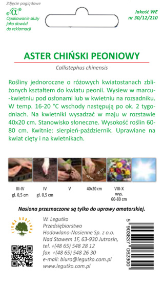 Aster chiński peoniowy - różowy 1.00g