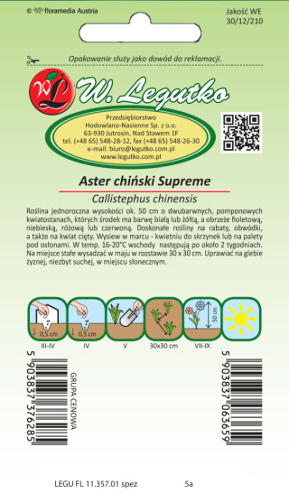 Aster chiński pomponowy dwubarwny Supreme - mieszanka 0.50g