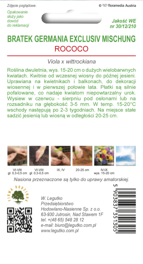 Bratek wielkokwiatowy Rococo (Germania Exclusive Mischung) mieszanka - płatki pofalowane 0.40g