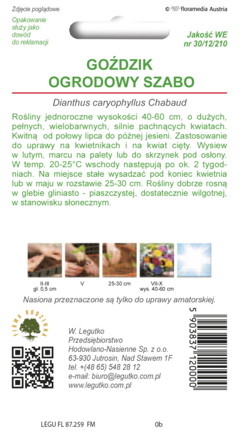 Goździk ogrodowy Szabo mieszanka 0.50g