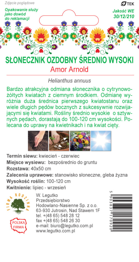 Kwiaty Polskie - Słonecznik ozdobny Amor Arnold - żółte 2.00