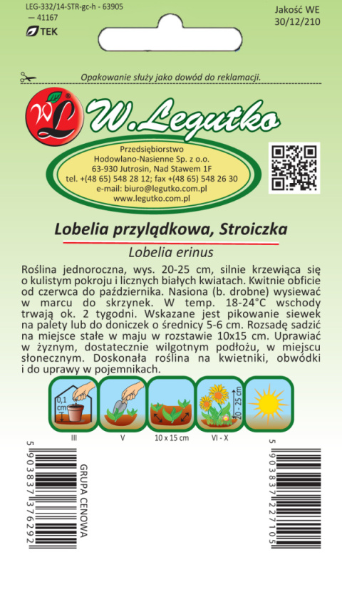 Lobelia przylądkowa, Stroiczka - biała 0.10g