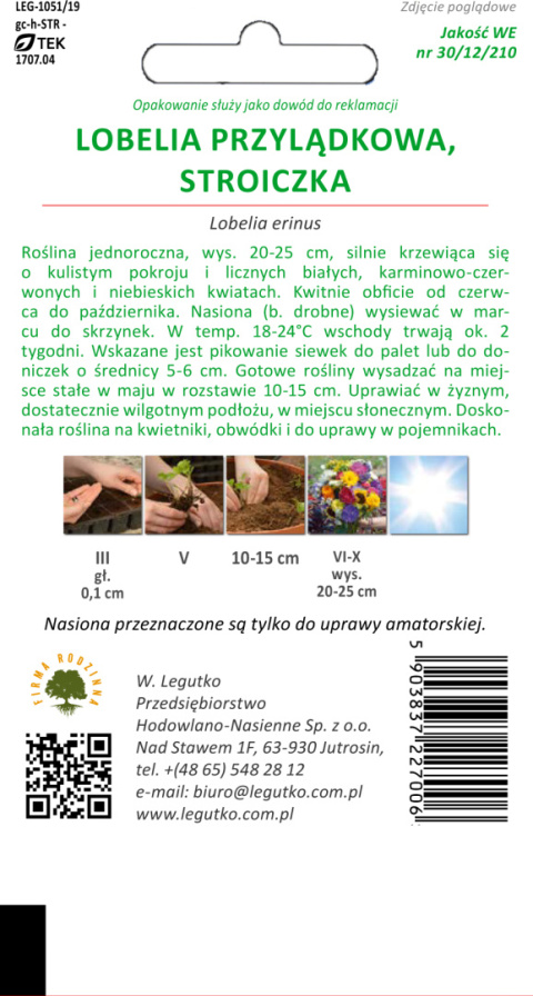 Lobelia przylądkowa, Stroiczka mieszanka 0.30g