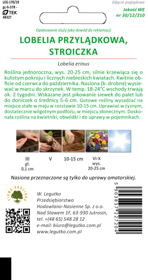 Lobelia przylądkowa, Stroiczka - niebieska 0.20g