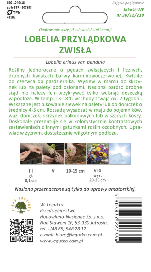 Lobelia przylądkowa zwisła - karminowoczerwona 0.10g