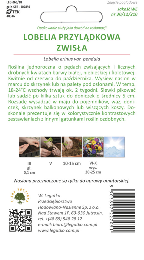 Lobelia przylądkowa zwisła mieszanka 0.20g