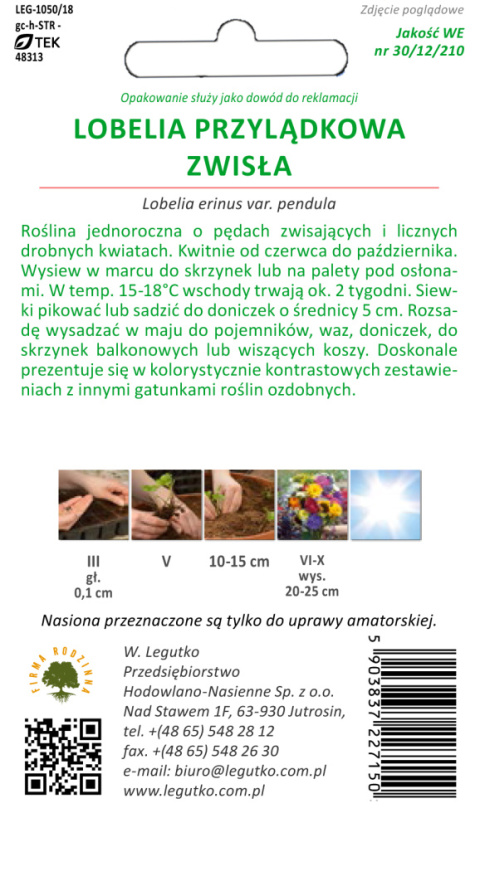 Lobelia przylądkowa zwisła - niebieska 0.20g