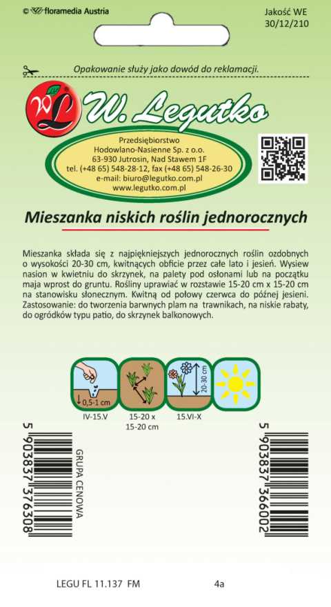 Mieszanka niskich roślin jednorocznych 1.00g