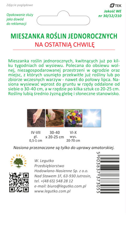 Mieszanka roślin jednorocznych "Na ostatnią chwilę" 1.00g