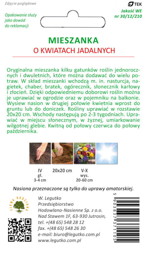 Mieszanka roślin o kwiatach jadalnych 3.00G