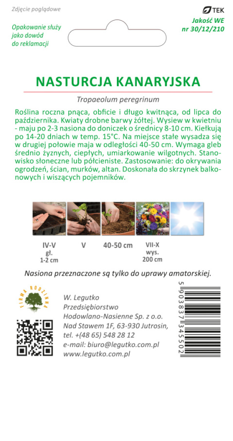 Nasturcja kanaryjska - żółta 2.00g