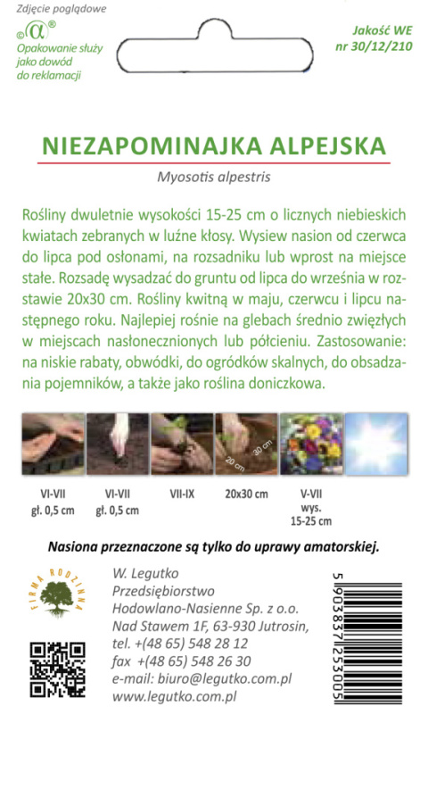 Niezapominajka alpejska - niebieska 0.30g