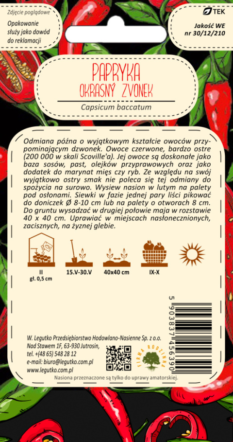 Papryka chińska Okrasny Zvonek - czerwona 0.15g Papryka chińska Okrasny Zvonek - czerwona 0.15g