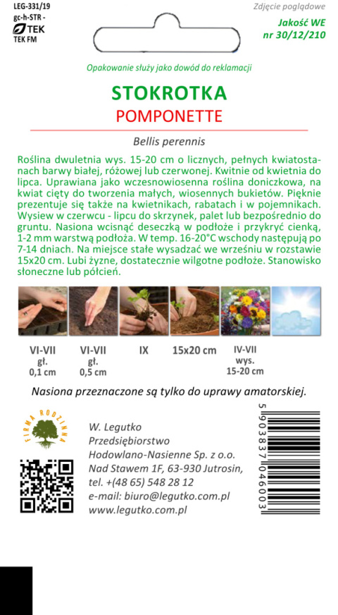 Stokrotka pospolita Pomponette mieszanka 0.10g