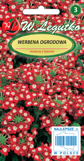 Werbena ogrodowa - czerwona z białym okiem 0.30g