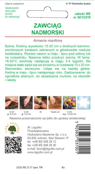 Zawciąg nadmorski - różowy (nasiona otarte) 0.15g