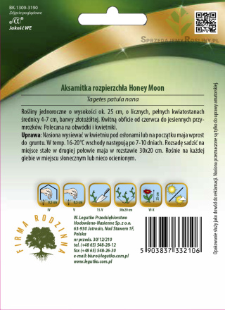 Aksamitka rozpierzchła Honey Moon - żółta 0.50