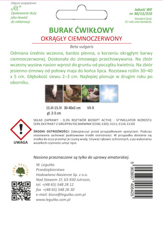 Burak ćwikłowy Okrągły Ciemnoczerwony - okrągły (nasiona zaprawiane) 10.00g