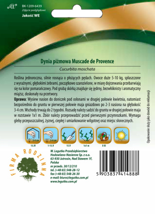 Dynia piżmowa Muscade de Provence - miąższ bardzo aromatyczny, owoc 5-10 kg 3.00