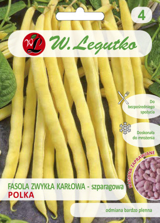 Fasola zwykła szparagowa karłowa żółtostrąkowa Polka - wczesna (nasiona zaprawiane) 30.00G