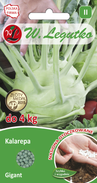 Kalarepa Gigant - jasnozielona, zgrubienia b.duże 3-5 kg, późna 100 nasion